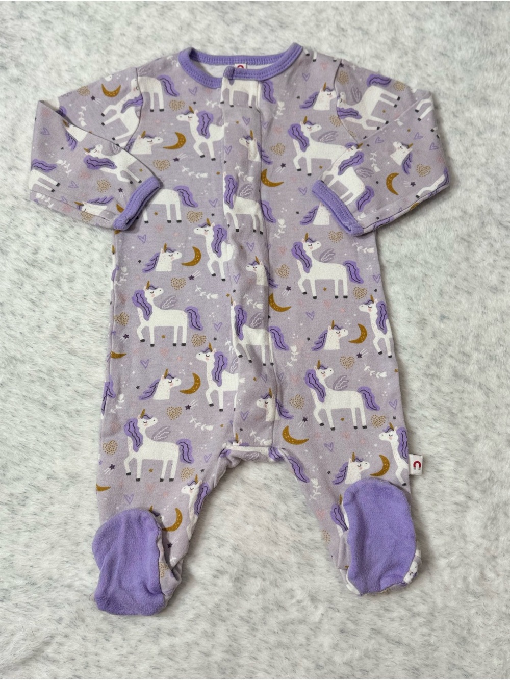 Magnetic Me E=MC Purple Unicorn Footie Sleeper 3-6M Baby Girl Organic Cotton